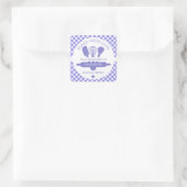 Gebakken met liefde Bananenbrood Paarse Gingham Vierkante Sticker (Tas)