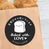 Gebakken met liefde Black Bread Cartoon Schattige  Ronde Sticker