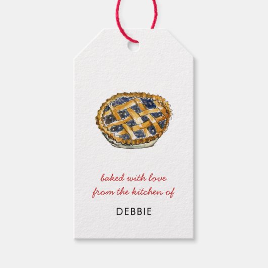 'Gebakken met liefde' Blueberry Pie Cadeaulabel (Voorkant)