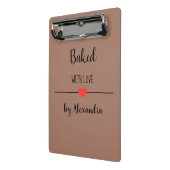 Gebakken met liefde bruine naam mini klembord (Angled2)