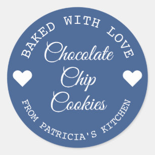 Gebakken met liefde Choco koekjes blauw en wit Ronde Sticker