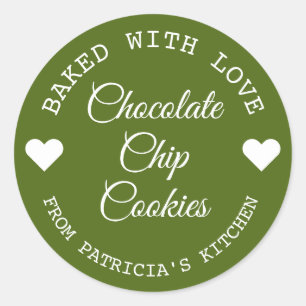 Gebakken met liefde Choco koekjes groen en wit Ronde Sticker