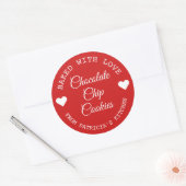 Gebakken met liefde Choco koekjes rood en wit Ronde Sticker (Envelop)