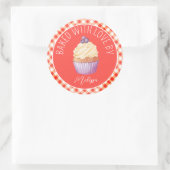 Gebakken met liefde Cupcakes Red Plaid gepersonali Ronde Sticker (Tas)