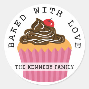 Gebakken met liefde cupcakes uit de keuken van ronde sticker