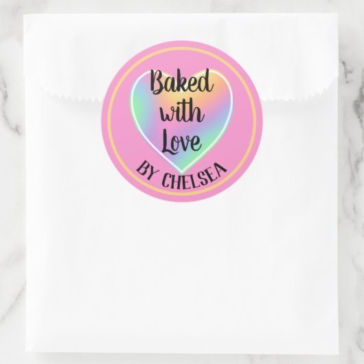 Gebakken met liefde Custom Rainbow Heart Sticker (Tas)