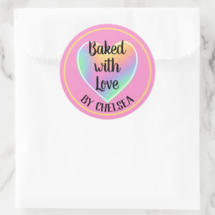 Gebakken met liefde Custom Rainbow Heart Sticker