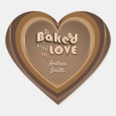 Gebakken Met Liefde Cute Choco Bruine Goederen Ver Hart Sticker (Voorkant)