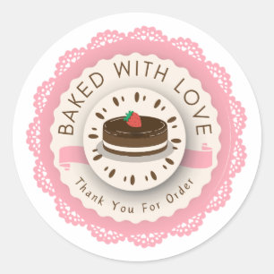 Gebakken met Liefde Dank U Voor Bestelling Ronde S Sticker