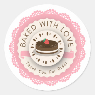 Gebakken met Liefde Dank U Voor Bestelling Ronde S Sticker