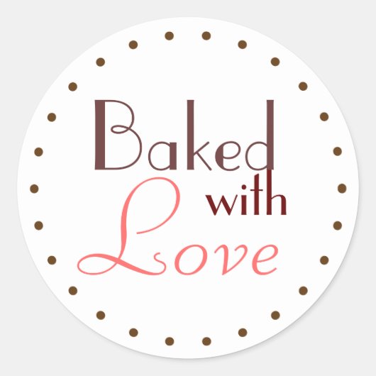 Gebakken met liefde decoratieve cirkel ronde sticker (Voorkant)