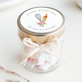 Gebakken met liefde Elegant Roze Bloem gebak Stick Ronde Sticker