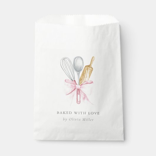 Gebakken met liefde Elegant Roze Boog Gepersonalis Bedankzakje (Voorkant)