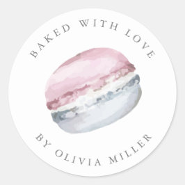 Gebakken met liefde Elegant Roze Macarons gebak Ronde Sticker