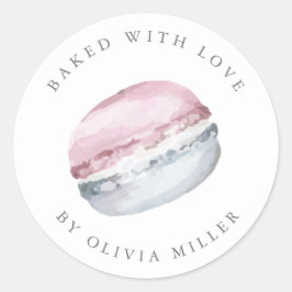 Gebakken met liefde Elegant Roze Macarons gebak Ronde Sticker