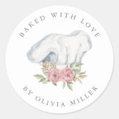 Gebakken met liefde Elegante Roze Mixer Pastry Cla Ronde Sticker (Voorkant)
