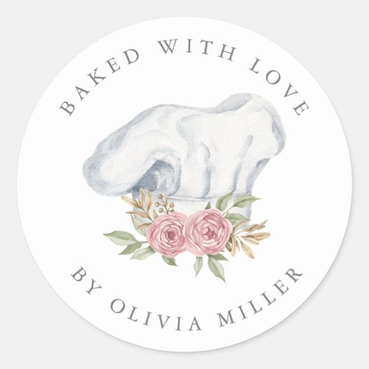 Gebakken met liefde Elegante Roze Mixer Pastry Cla Ronde Sticker (Voorkant)