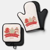 Gebakken met liefde | Gepersonaliseerd Ovenwant & Pannenlap Set (Voorkant / Achterkant)