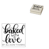 Gebakken met liefde - gepersonaliseerde rubberen s rubberstempel (Gestempeld)