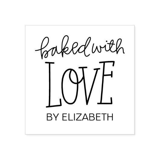 Gebakken met liefde gepersonaliseerde rubberen ste rubberstempel (Afrduk)