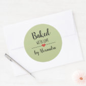 Gebakken met liefde groene scriptnaam ronde sticker (Envelop)