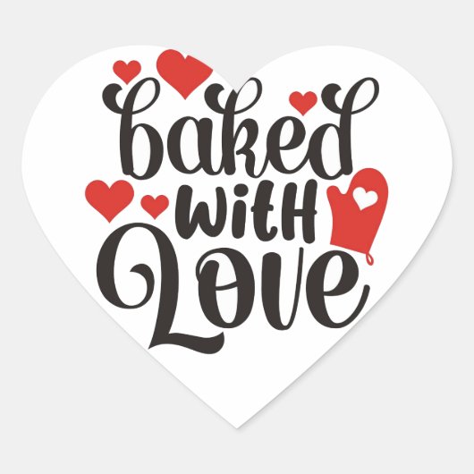 "Gebakken met Liefde" ❤ Hart Sticker (Voorkant)