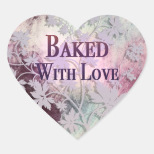 Gebakken Met Liefde hart stickers (roze)