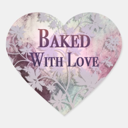 Gebakken Met Liefde hart stickers (roze) (Voorkant)