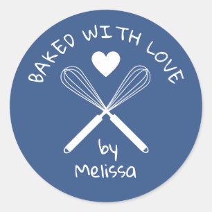 Gebakken met liefde Home Baker Whisky Blauw en Wit Ronde Sticker