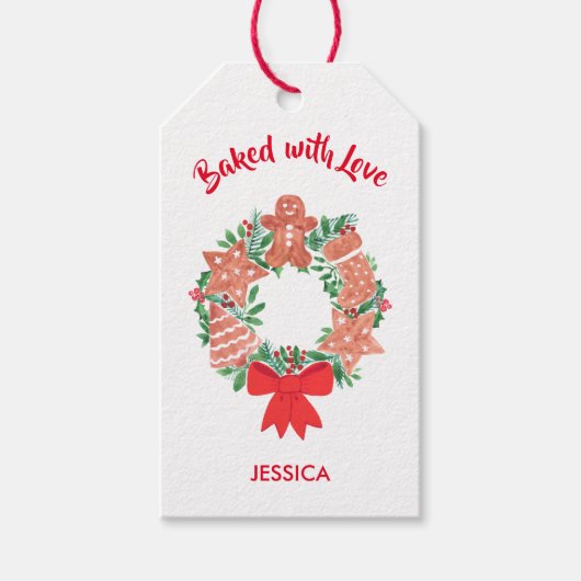 Gebakken met liefde kerst cadeaulabel (Voorkant)