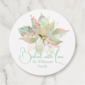 Gebakken met liefde kerst Cookie Poinsettia Pastel Bedankjes Labels (Voorkant)