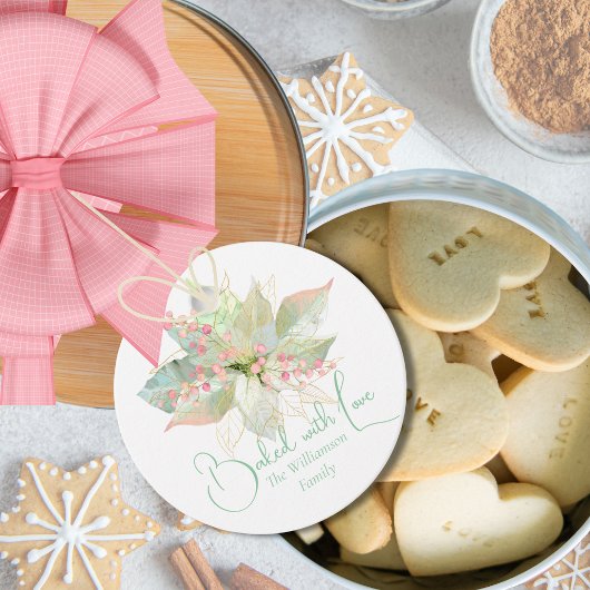 Gebakken met liefde kerst Cookie Poinsettia Pastel Bedankjes Labels