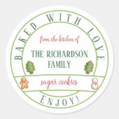 Gebakken met Liefde Kerst Waterverf Cookies Ronde Sticker (Voorkant)