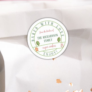 Gebakken met Liefde Kerst Waterverf Cookies Ronde Sticker