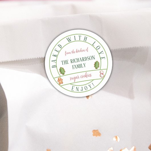 Gebakken met Liefde Kerst Waterverf Cookies Ronde Sticker