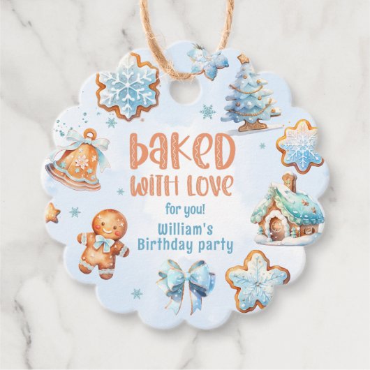 Gebakken met liefde Kerstkoekje Verjaardagsfeest Bedankjes Labels (Voorkant)