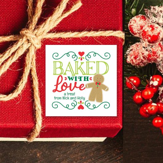 Gebakken met Liefde Kerstman van Peperkoek Kerstmi Vierkante Sticker
