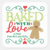 Gebakken met Liefde Kerstman van Peperkoek Kerstmi Vierkante Sticker (Voorkant)