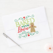 Gebakken met Liefde Kerstman van Peperkoek Kerstmi Vierkante Sticker (Envelop)