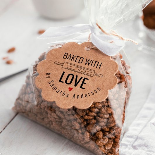 Gebakken met liefde Kerstmis Bakken Kraft Gift Bedankjes Labels