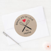 Gebakken met liefde keuken Whisk rustieke kraft Ronde Sticker (Envelop)