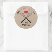 Gebakken met liefde keuken Whisk rustieke kraft Ronde Sticker (Tas)