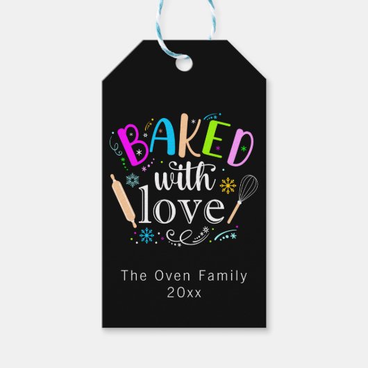 Gebakken met Liefde Kleurrijke Vakantie Modern Cadeaulabel (Voorkant)