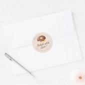 Gebakken met Liefde Kraft Kawaii Chocolade Donut Ronde Sticker (Envelop)