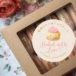 Gebakken met Liefde Kraft Kawaii Macaron Waterverf Ronde Sticker