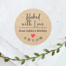 Gebakken met liefde Kraft Paper Heart Elegant Scri