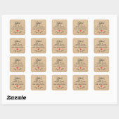Gebakken met Liefde Kraft Script Typografie Vierkante Sticker (Vel)