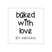 Gebakken met liefde - Leuke Typografie Gepersonali Rubberstempel (Afrduk)