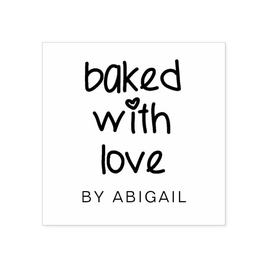 Gebakken met liefde - Leuke Typografie Gepersonali Rubberstempel (Afrduk)