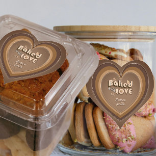 Gebakken Met Liefde Mooie Choco Bruine Goederen Ve Hart Sticker